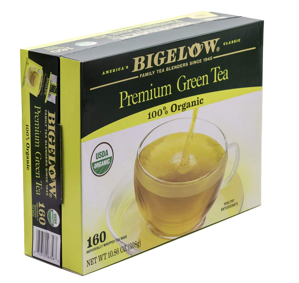 BIGELOW TEA Green Tea Unflavored Caffeinated Teabag Box Organic