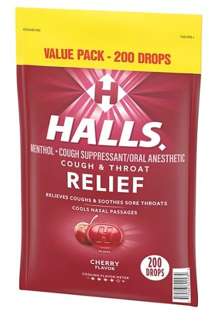 Halls Cherry Cough Drops, 200-ct - Amazon 786