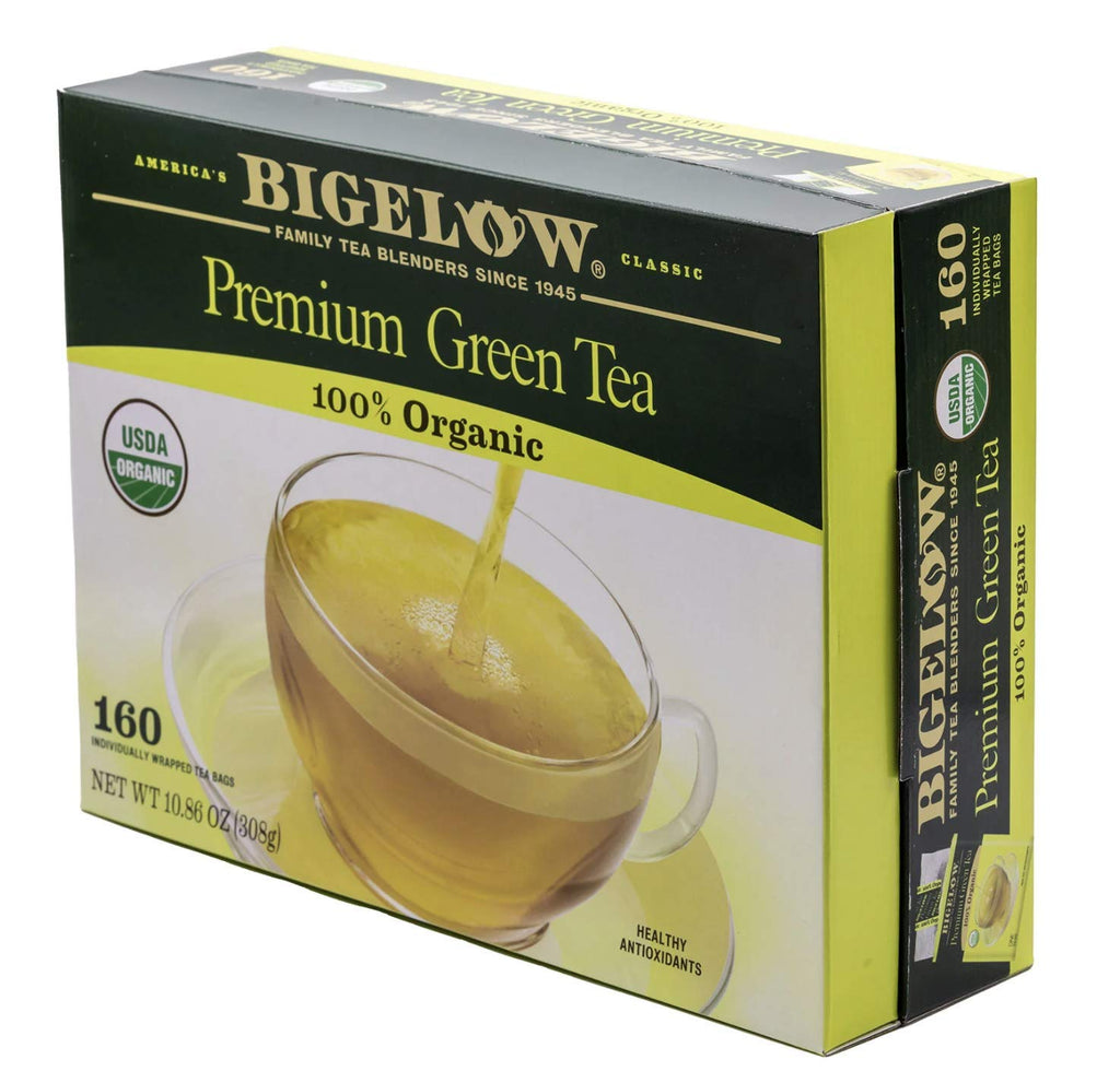 BIGELOW TEA Green Tea Unflavored Caffeinated Teabag Box Organic