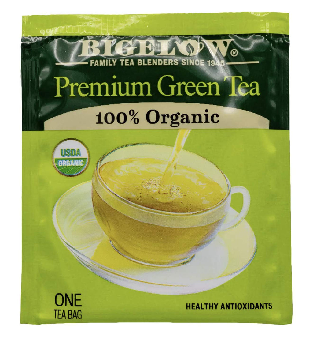 BIGELOW TEA Green Tea Unflavored Caffeinated Teabag Box Organic