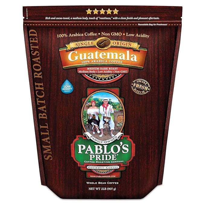 2LB Don Pablo Pride Guatemala Gourmet Coffee - Signature Blend - Medium Dark Roast - Whole Bean Coffee - 100% Arabica Beans - Low Acidity and Non-GMO - 2lb bag - Amazon 786