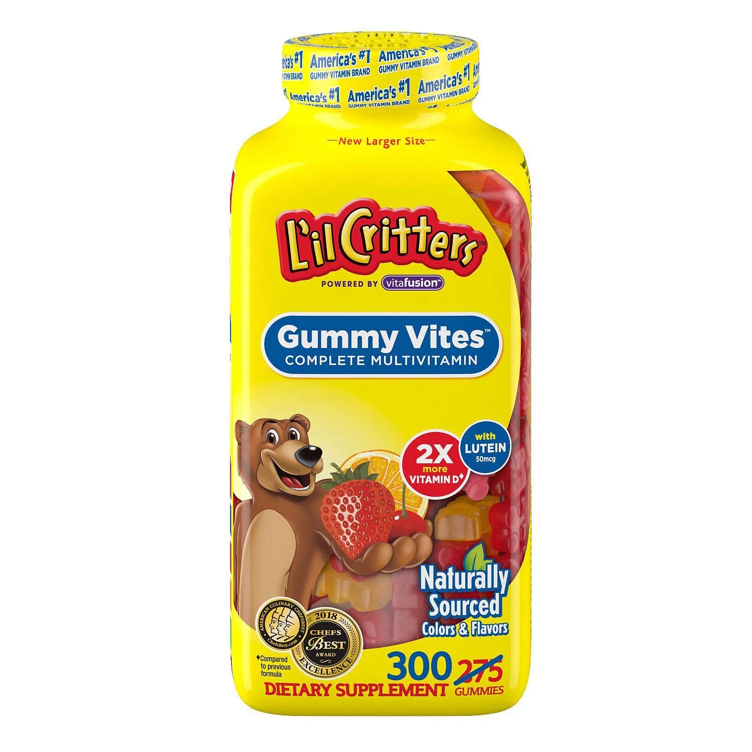 Gummy Vites Children's Chewable Gummy Bear Multivitamin Dietary Supplement, 300 Count - Amazon 786