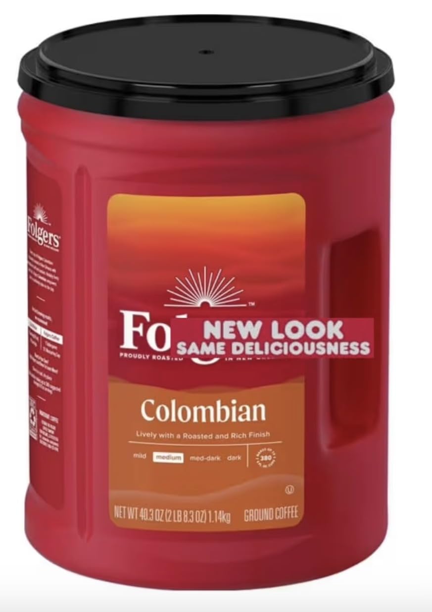 Fogers 100% Colombian Medium Roast Ground Coffee, (43.5 Ounce(1 Pack), Colombian) - Amazon 786