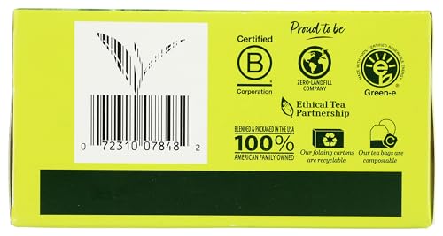 BIGELOW TEA Green Tea Unflavored Caffeinated Teabag Box Organic