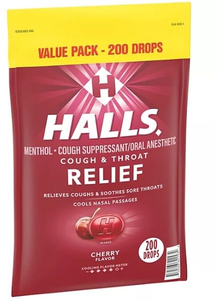 Halls Cherry Cough Drops, 200-ct - Amazon 786